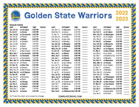 golden state warriors 2022-23 schedule